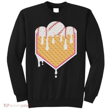 Baseball Waffle Cone Home Plate With Ice Cream Drip Sweatshirt