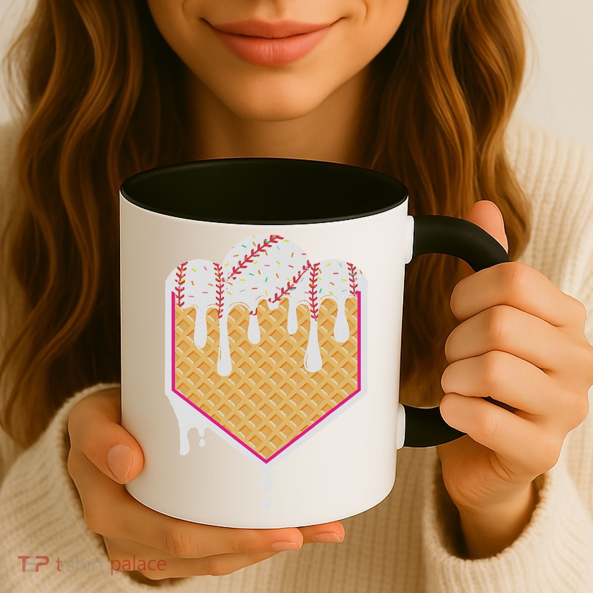 Baseball Waffle Cone Home Plate With Ice Cream Drip Coffee Mug