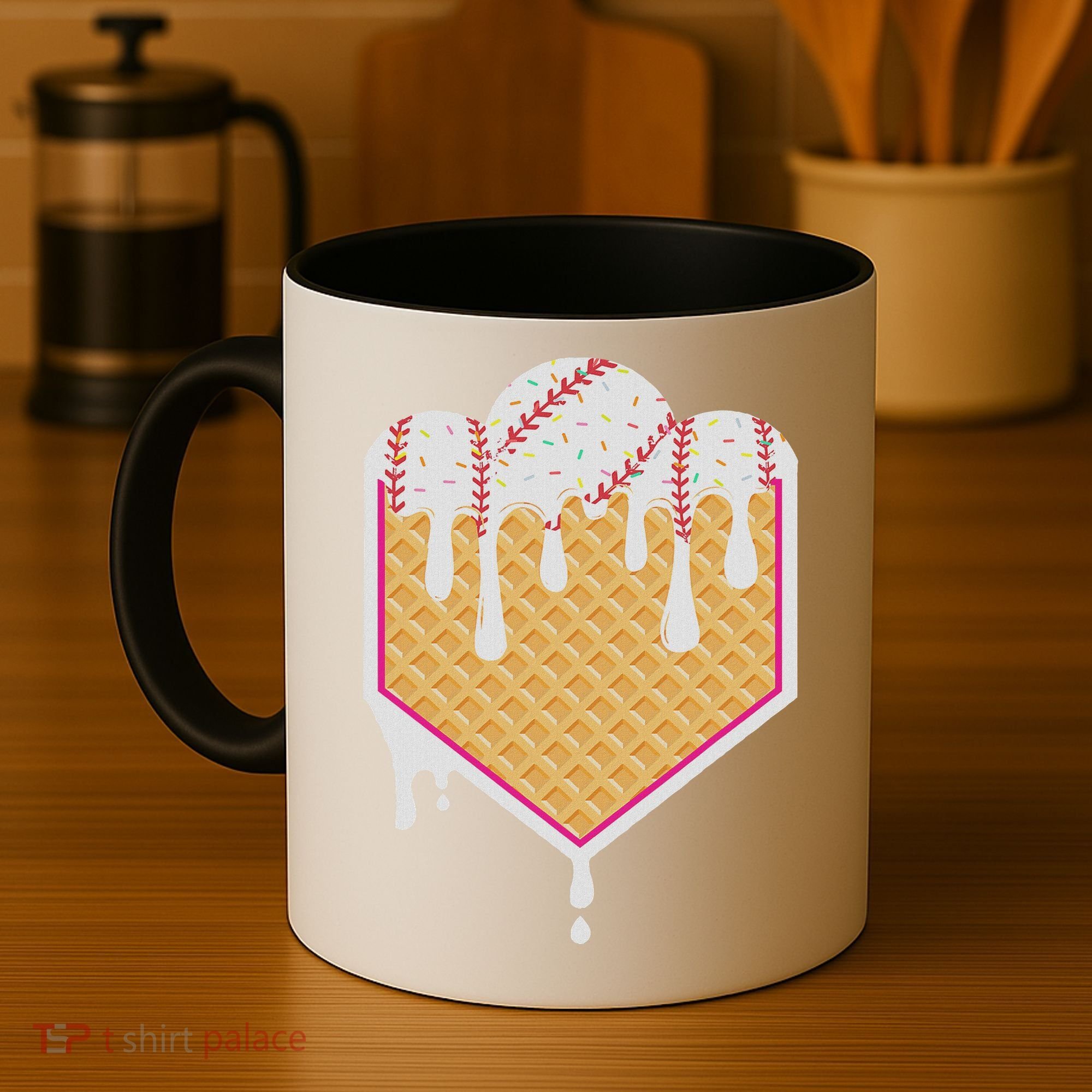 Baseball Waffle Cone Home Plate With Ice Cream Drip Coffee Mug