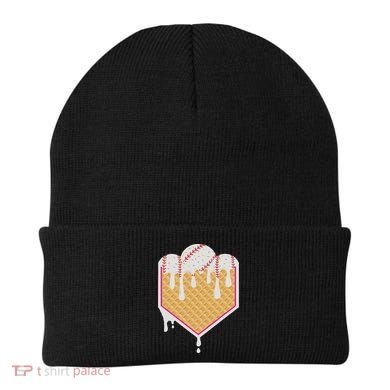 Baseball Waffle Cone Home Plate With Ice Cream Drip Beanie
