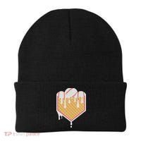 Baseball Waffle Cone Home Plate With Ice Cream Drip Beanie thumb 0