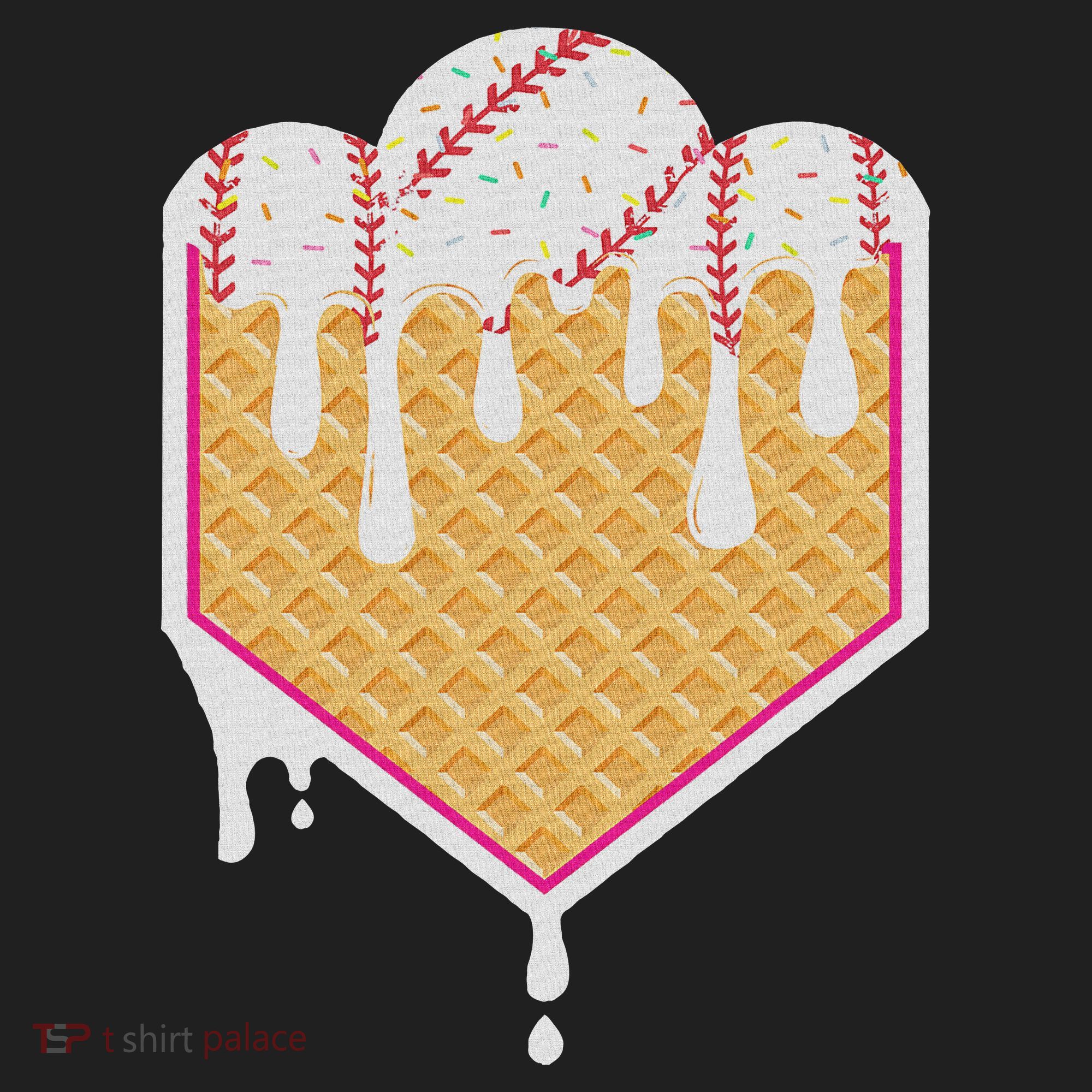 Baseball Waffle Cone Home Plate With Ice Cream Drip Beanie