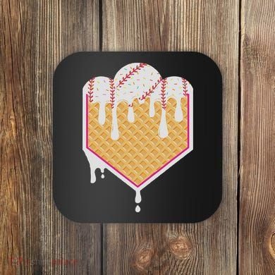 Baseball Waffle Cone Home Plate With Ice Cream Drip Coaster