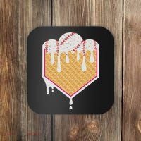 Baseball Waffle Cone Home Plate With Ice Cream Drip Coaster thumb 0