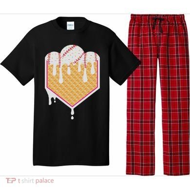 Baseball Waffle Cone Home Plate With Ice Cream Drip Pajama Set