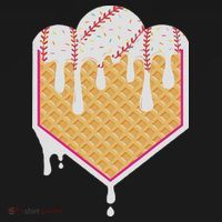 Baseball Waffle Cone Home Plate With Ice Cream Drip Pajama Set thumb 2