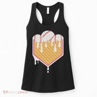 Baseball Waffle Cone Home Plate With Ice Cream Drip Women's Tank Top thumb 0