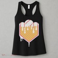 Baseball Waffle Cone Home Plate With Ice Cream Drip Women's Tank Top thumb 3