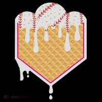 Baseball Waffle Cone Home Plate With Ice Cream Drip Toddler Hoodie thumb 2