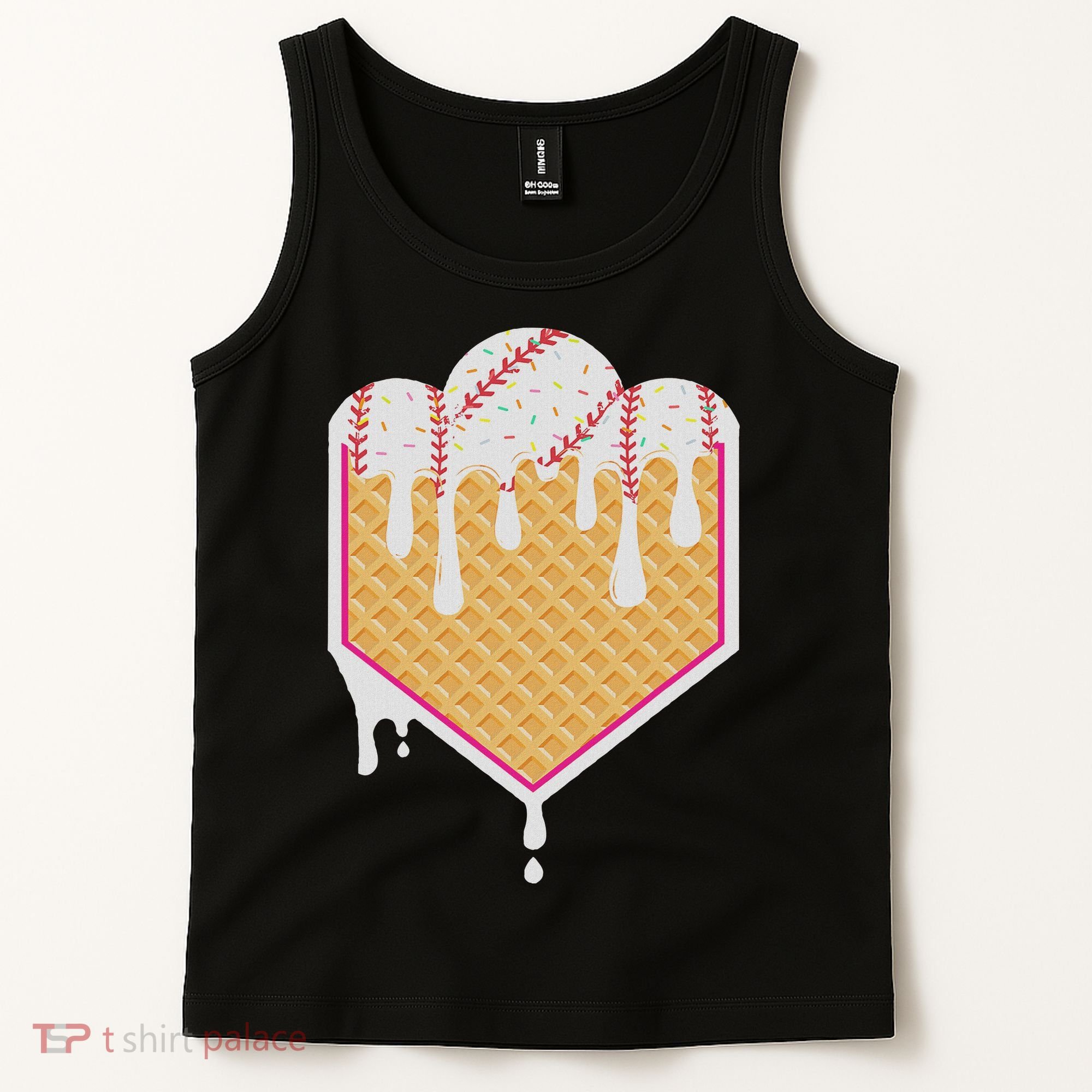 Baseball Waffle Cone Home Plate With Ice Cream Drip Tank Top