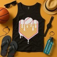 Baseball Waffle Cone Home Plate With Ice Cream Drip Tank Top thumb 4