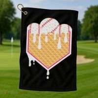 Baseball Waffle Cone Home Plate With Ice Cream Drip Golf Towel thumb 1