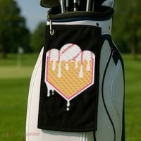 Baseball Waffle Cone Home Plate With Ice Cream Drip Golf Towel thumb 2