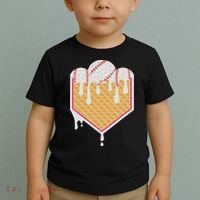 Baseball Waffle Cone Home Plate With Ice Cream Drip Toddler T-Shirt thumb 2