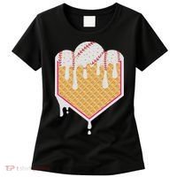 Baseball Waffle Cone Home Plate With Ice Cream Drip Women's T-Shirt thumb 0