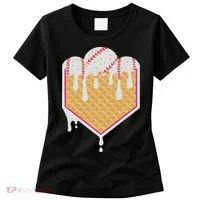 Baseball Waffle Cone Home Plate With Ice Cream Drip Women's T-Shirt thumb 0
