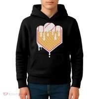 Baseball Waffle Cone Home Plate With Ice Cream Drip Kids Hoodie thumb 4