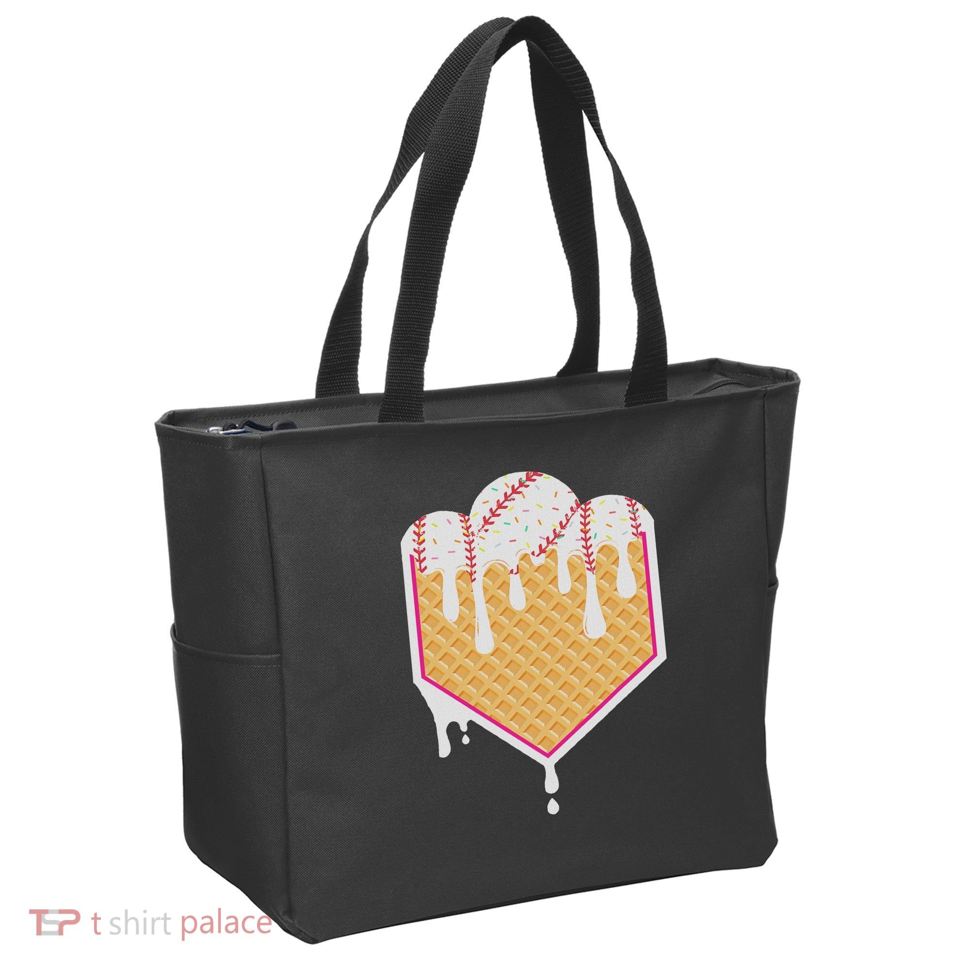 Baseball Waffle Cone Home Plate With Ice Cream Drip Tote Bag