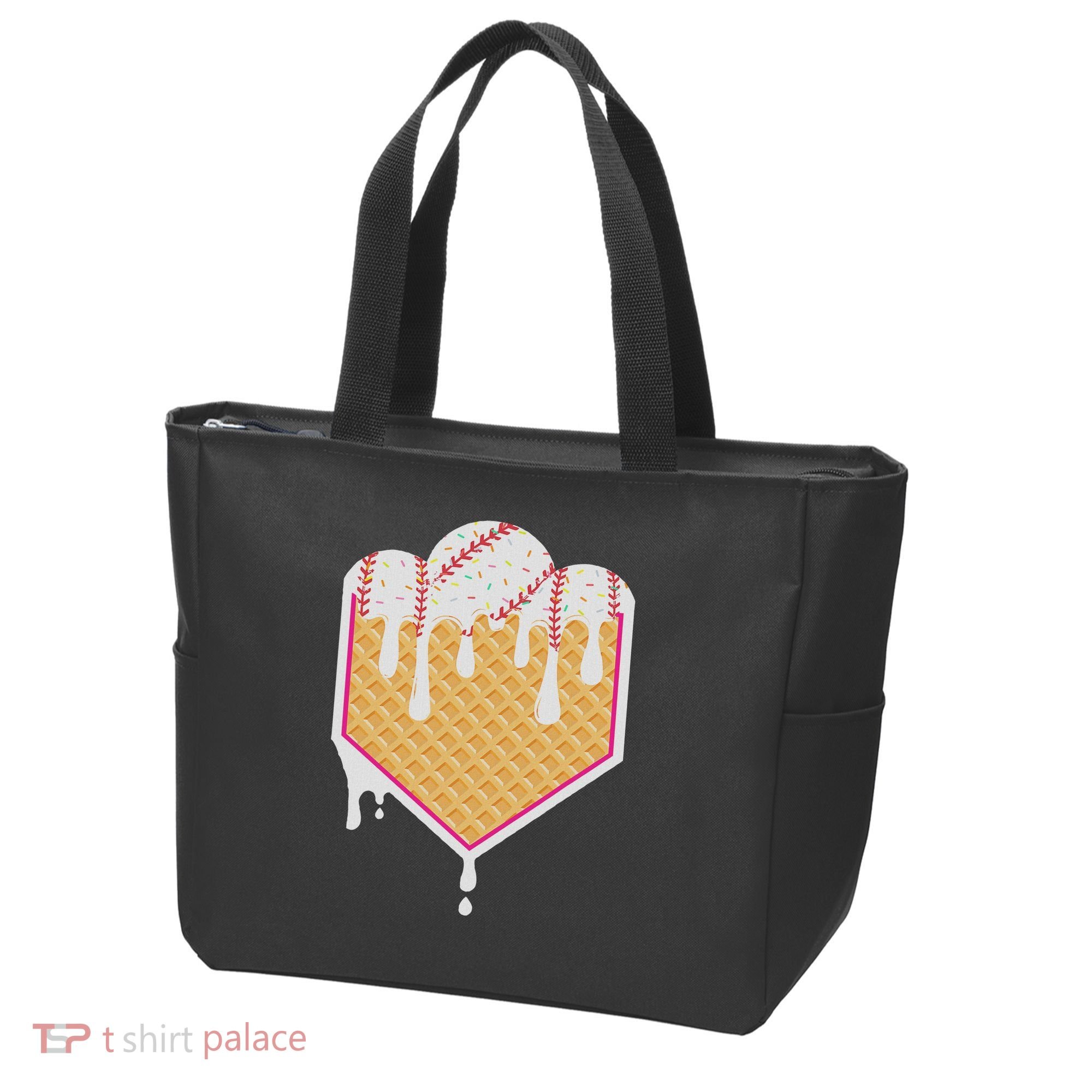Baseball Waffle Cone Home Plate With Ice Cream Drip Tote Bag