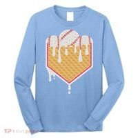 Baseball Waffle Cone Home Plate With Ice Cream Drip Long Sleeve Shirt thumb 0