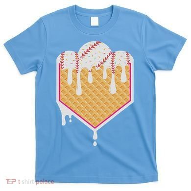 Baseball Waffle Cone Home Plate With Ice Cream Drip T-Shirt
