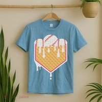 Baseball Waffle Cone Home Plate With Ice Cream Drip T-Shirt thumb 2