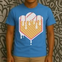 Baseball Waffle Cone Home Plate With Ice Cream Drip T-Shirt thumb 3