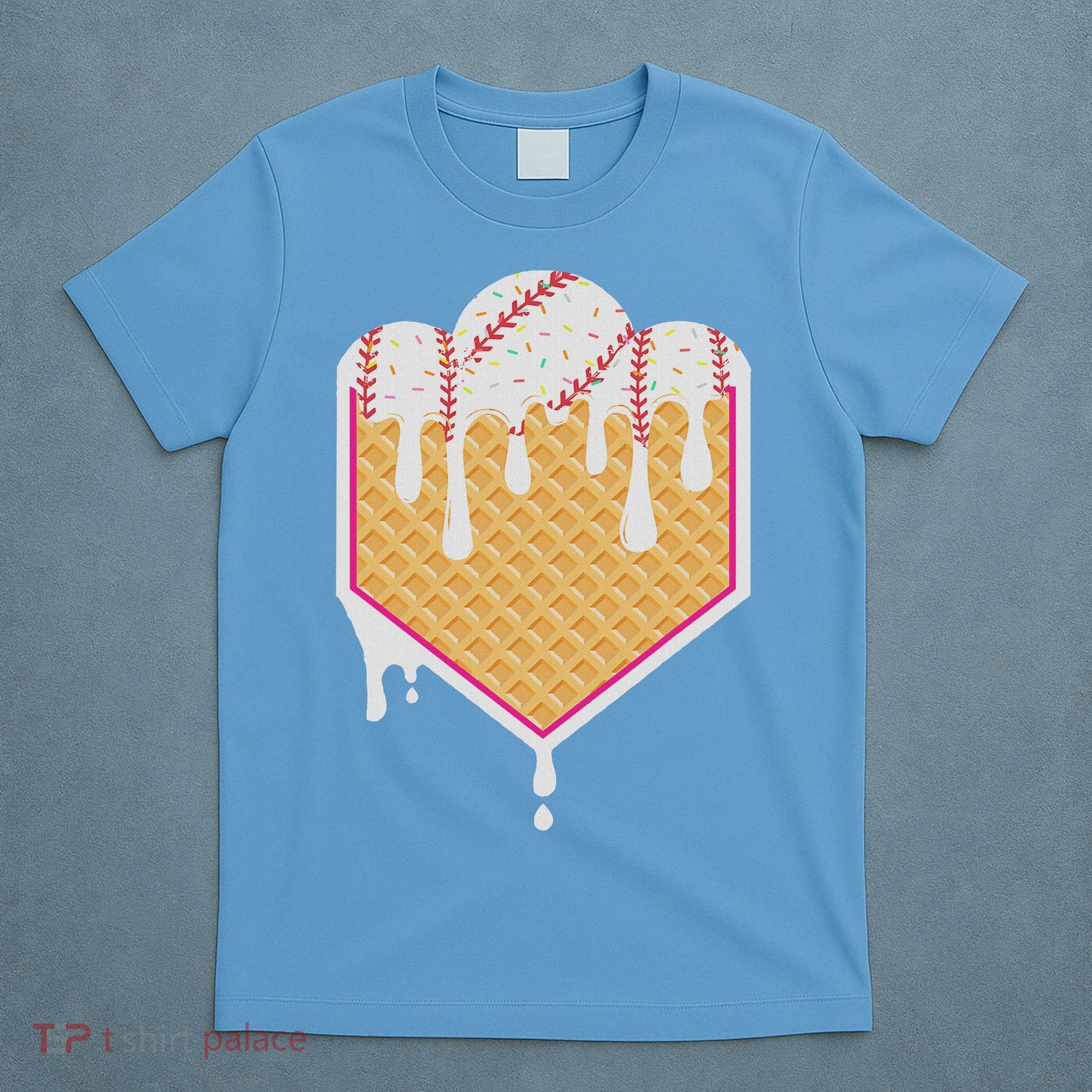 Baseball Waffle Cone Home Plate With Ice Cream Drip T-Shirt