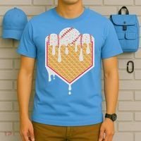Baseball Waffle Cone Home Plate With Ice Cream Drip T-Shirt thumb 5