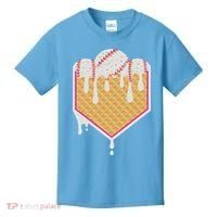 Baseball Waffle Cone Home Plate With Ice Cream Drip Kids T-Shirt thumb 0