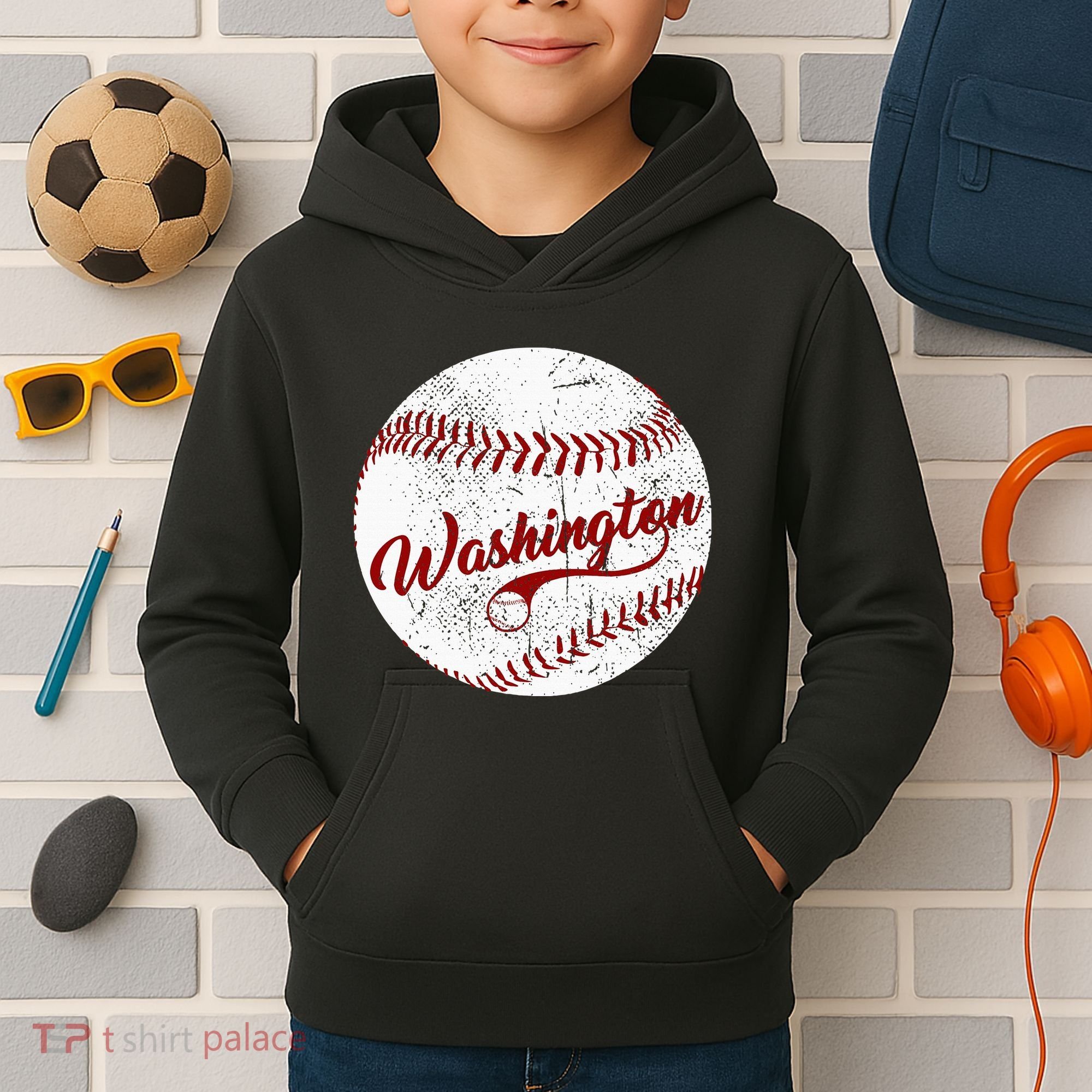 Baseball Washington Dc Team Love Baseball National Pastime Kids Hoodie