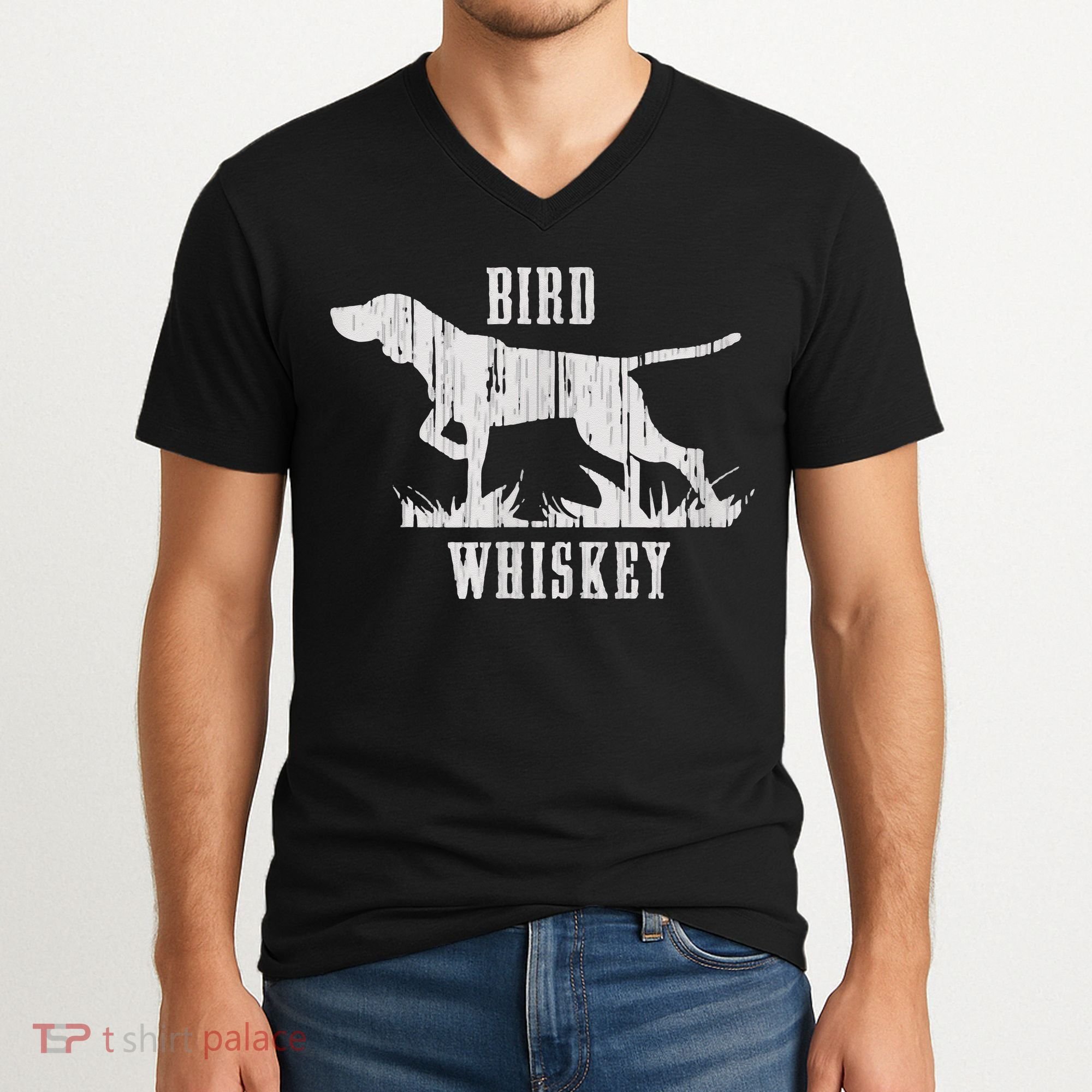 Bird Whiskey Dog V-Neck T-Shirt