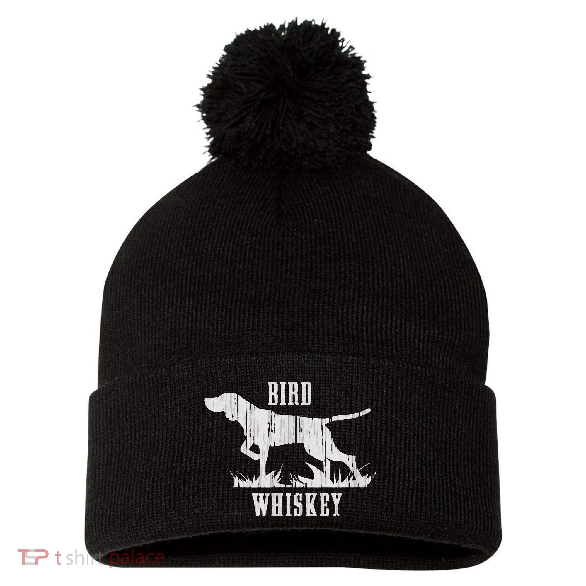 Bird Whiskey Dog Pom Pom 12in Knit Beanie