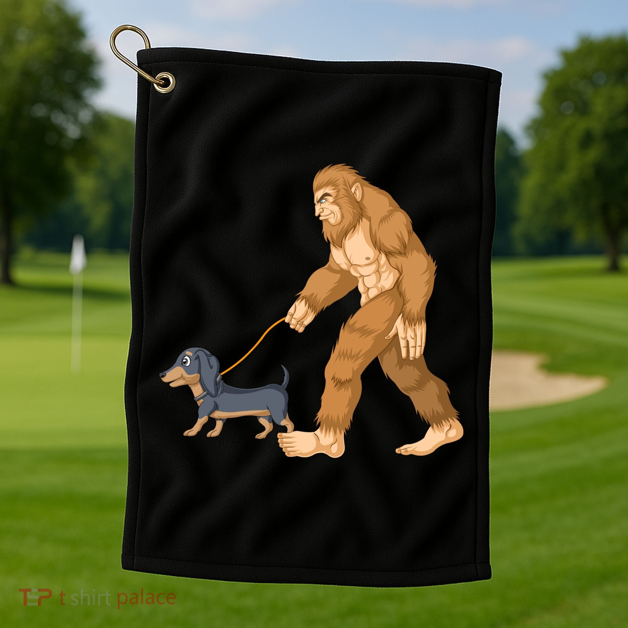 Bigfoot Walk Dachshund Golf Towel