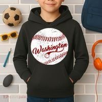 Baseball Washington Dc Team Love Baseball National Pastime Gift Kids Hoodie thumb 2