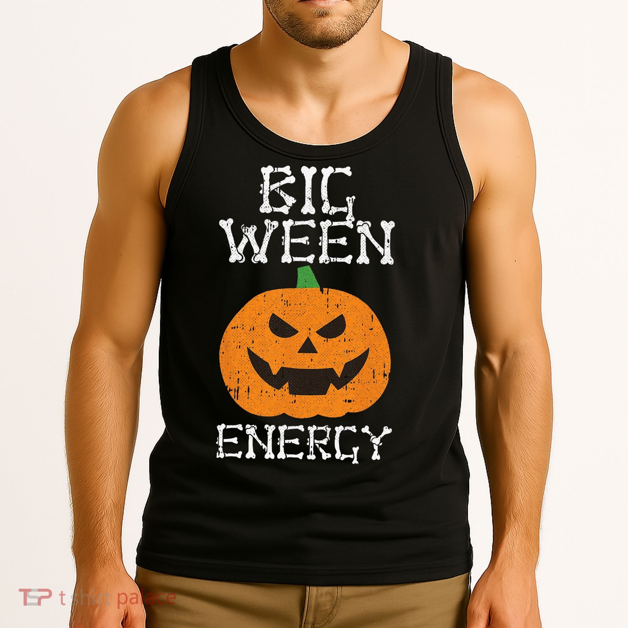 Big Ween Energy Lazy Halloween Costume Scary Pumpkin Tank Top