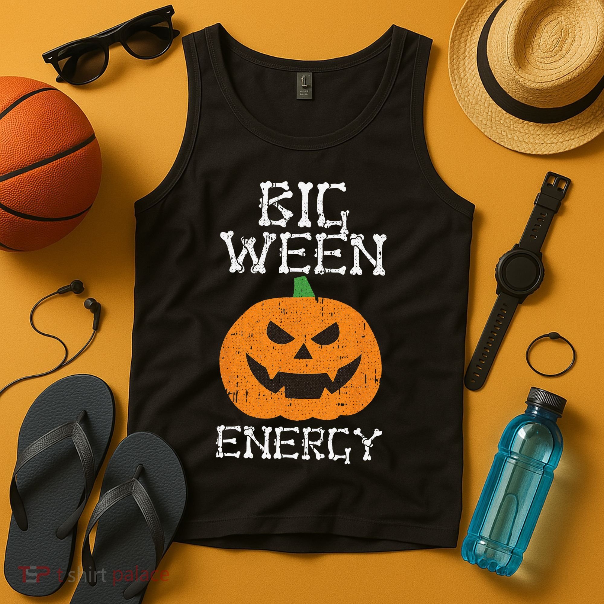 Big Ween Energy Lazy Halloween Costume Scary Pumpkin Tank Top
