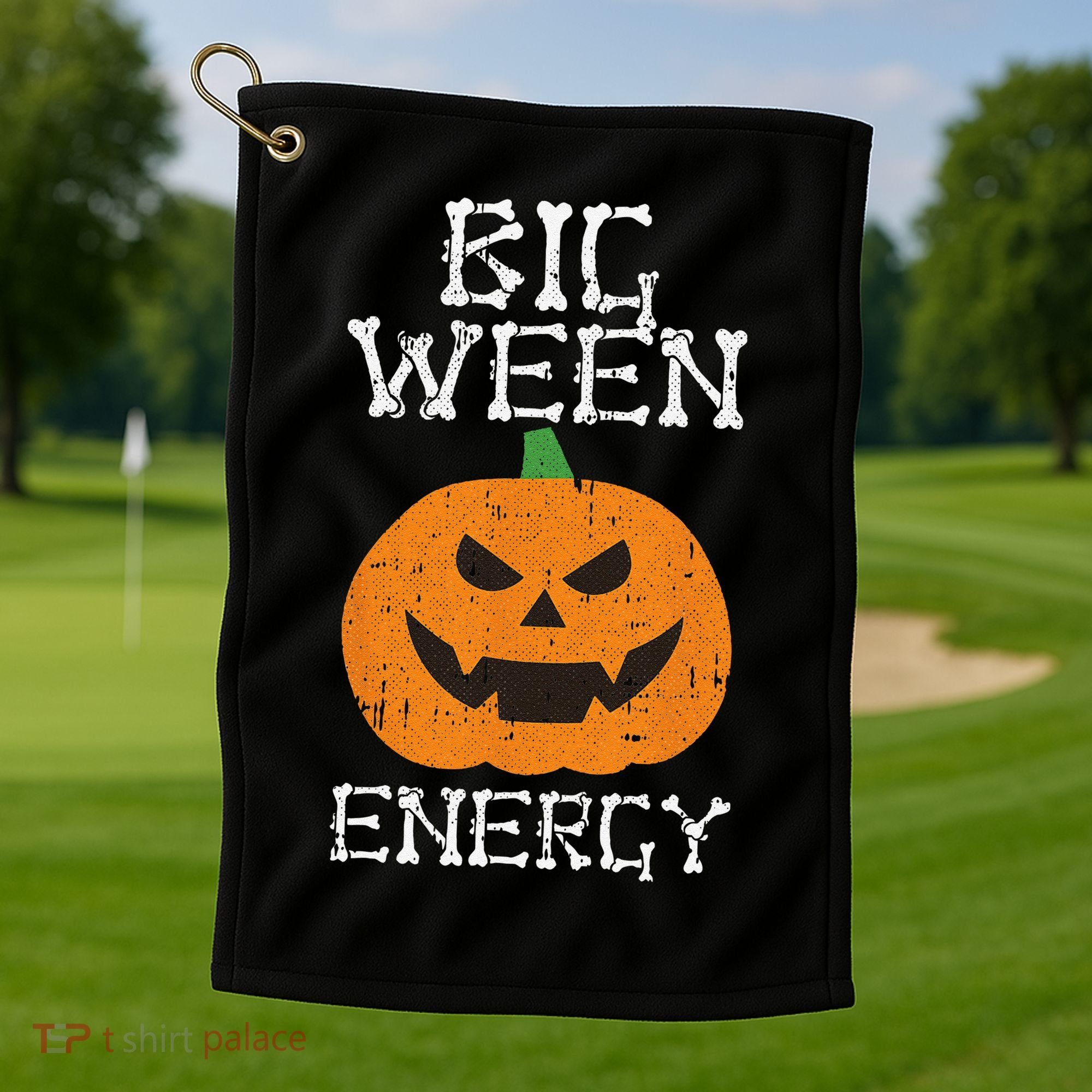 Big Ween Energy Lazy Halloween Costume Scary Pumpkin Golf Towel