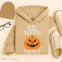 Big Ween Energy Lazy Halloween Costume Scary Pumpkin Hoodie thumb 4