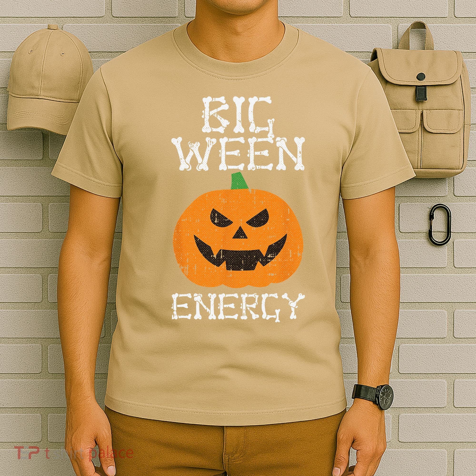 Big Ween Energy Lazy Halloween Costume Scary Pumpkin T-Shirt