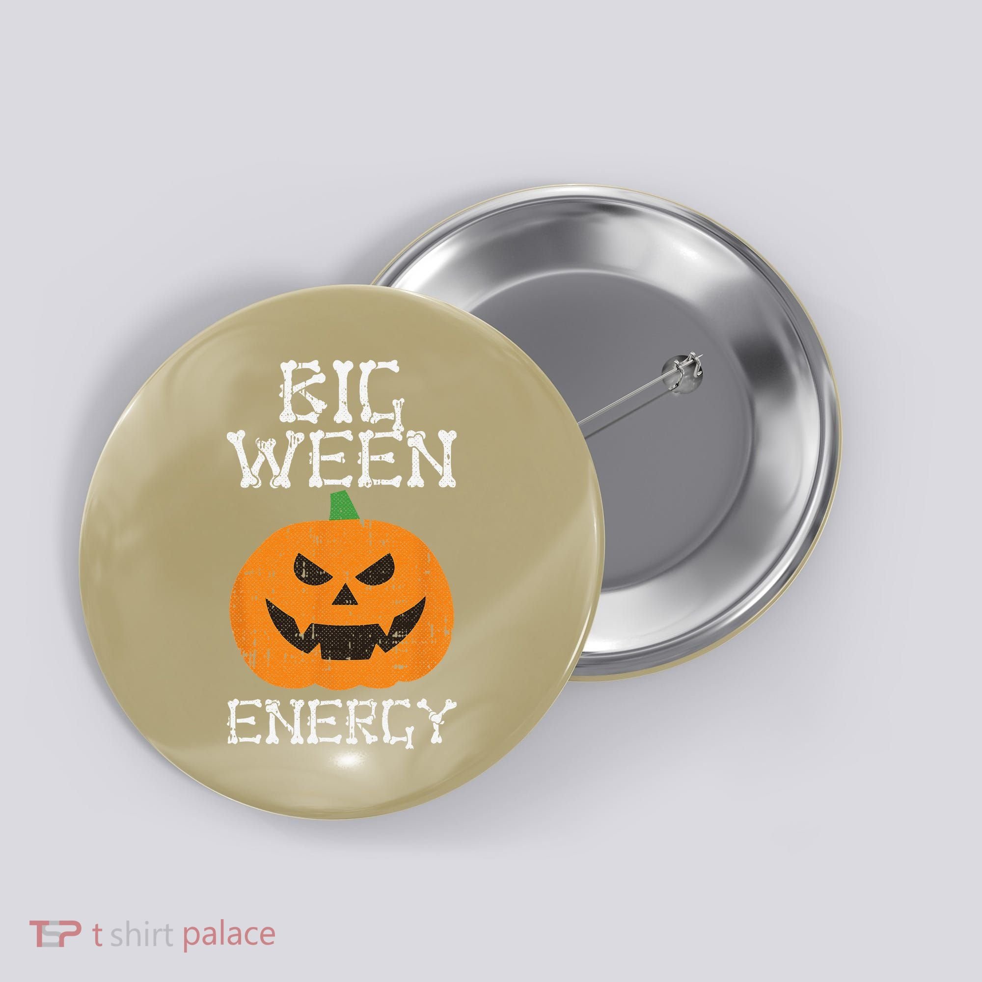 Big Ween Energy Lazy Halloween Costume Scary Pumpkin Button