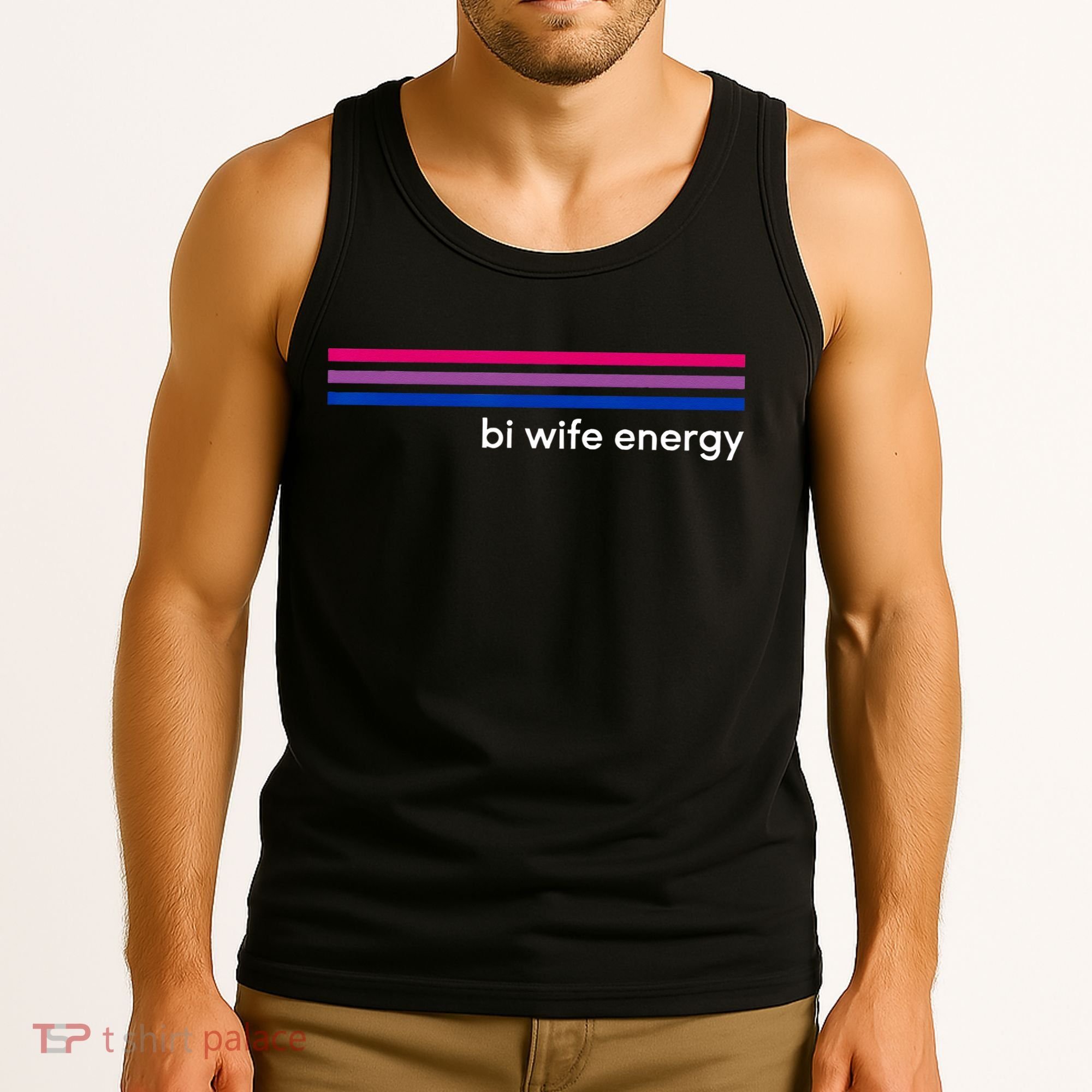 Bi Wife Energy Bisexual Pride Flag Bisexuality LGBTQ Tank Top