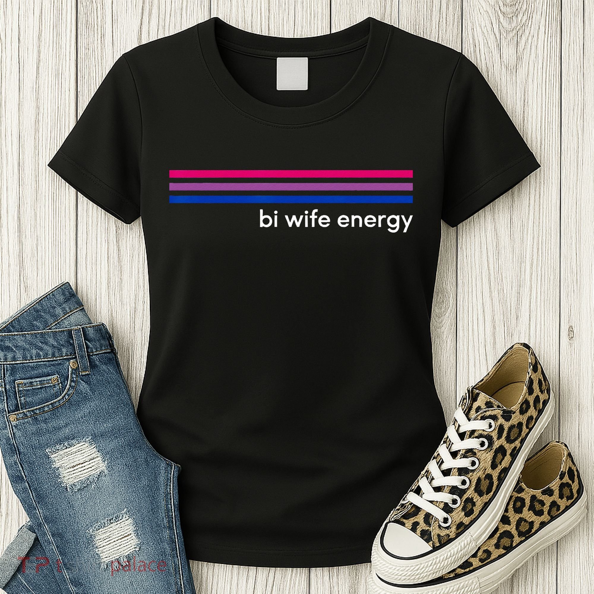 Bi Wife Energy Bisexual Pride Flag Bisexuality LGBTQ Women's T-Shirt