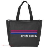 Bi Wife Energy Bisexual Pride Flag Bisexuality LGBTQ Tote Bag thumb 0