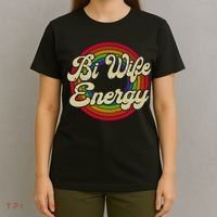 Bi Wife Energy LGBTQ Retro Vintage T-Shirt thumb 4