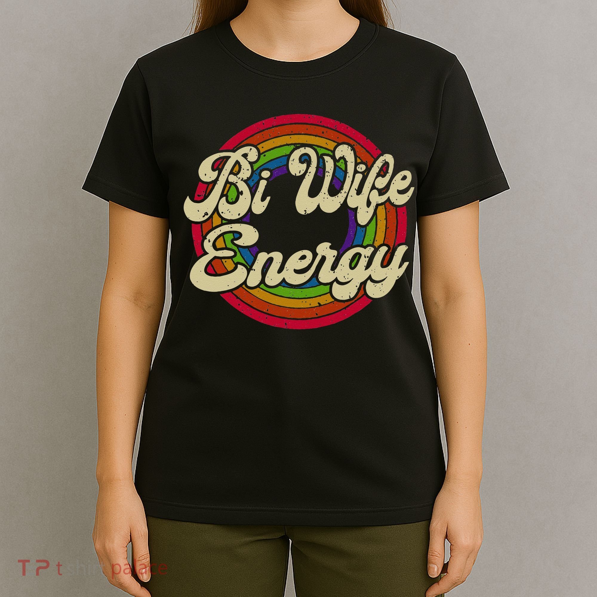 Bi Wife Energy LGBTQ Retro Vintage T-Shirt