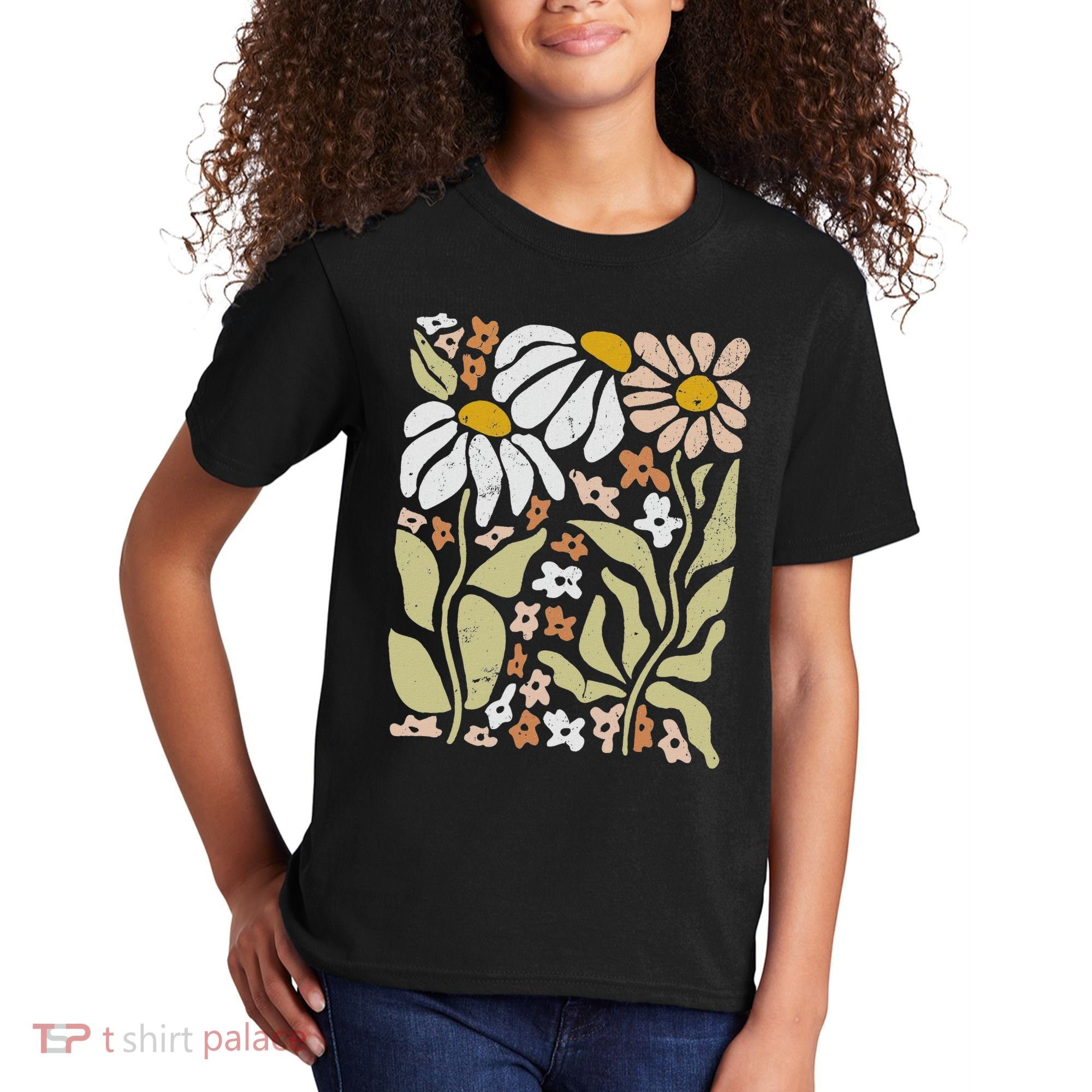 Boho Wildflowers Floral Nature Flower Kids T-Shirt