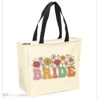 Bride Wildflower Floral Bridal Party Wedding Bachelorette Tote Bag thumb 2