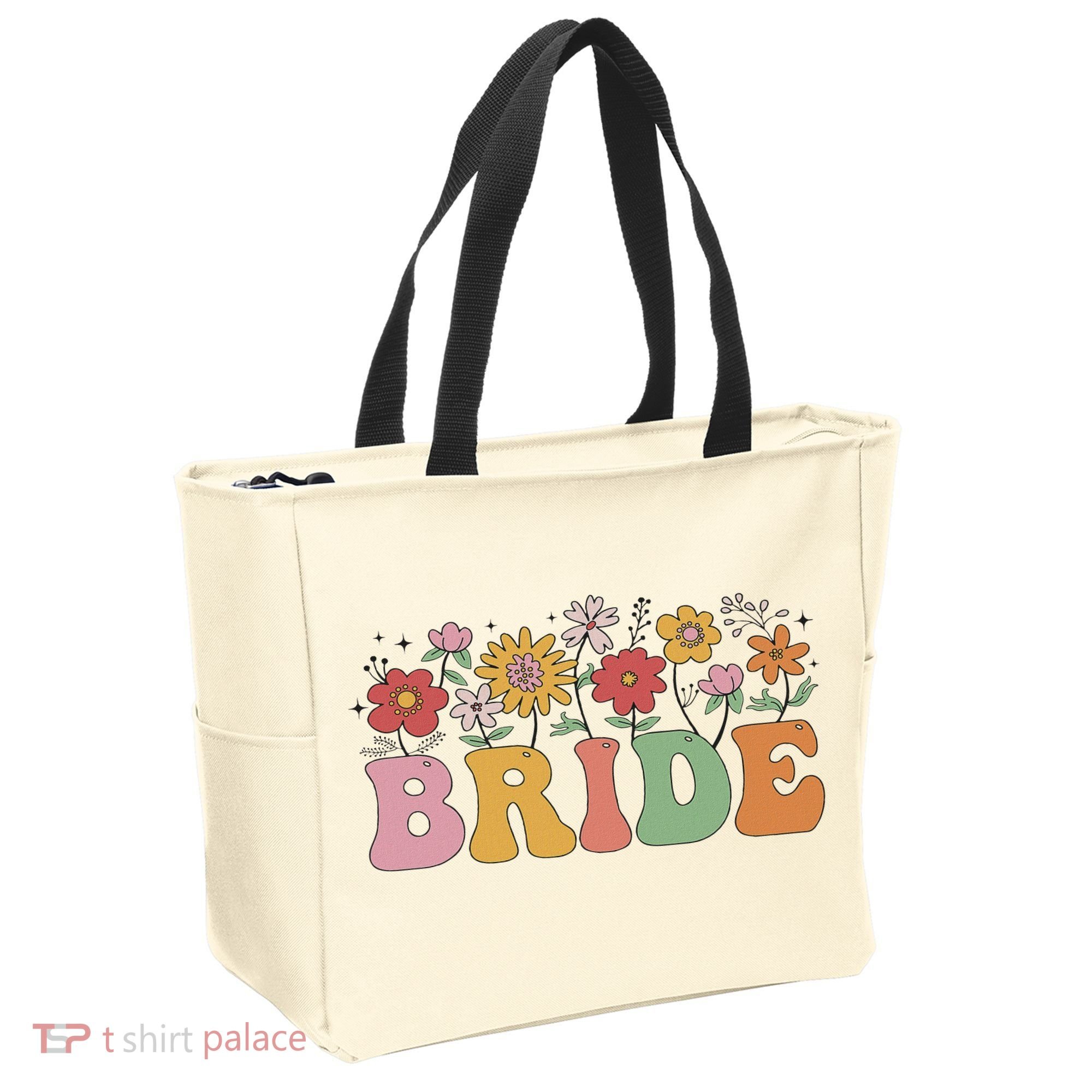 Bride Wildflower Floral Bridal Party Wedding Bachelorette Tote Bag