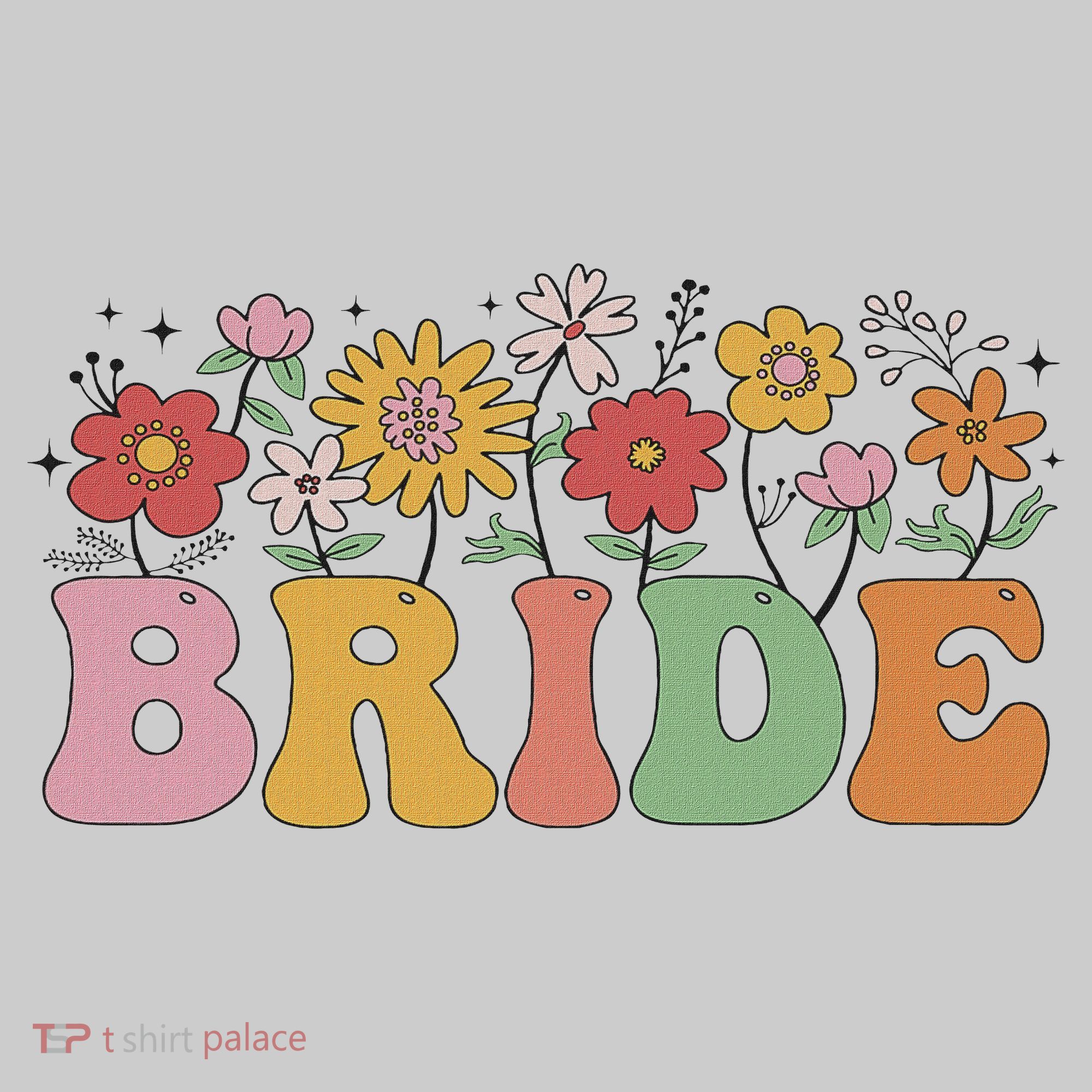 Bride Wildflower Floral Bridal Party Wedding Bachelorette Tie-Dye T-Shirt